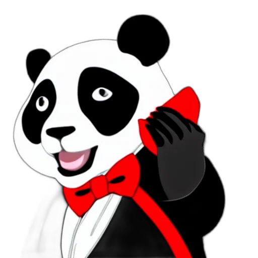 staff, cartoon, photorealistic, 3d render, pixel art, portrait, panda, wearing transparent PNG cut-out