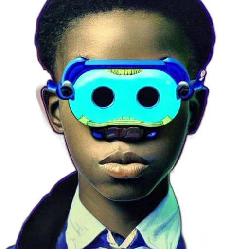 robot, mask, face, staff, cyberpunk, 3d render, concept art, photorealistic transparent PNG cut-out