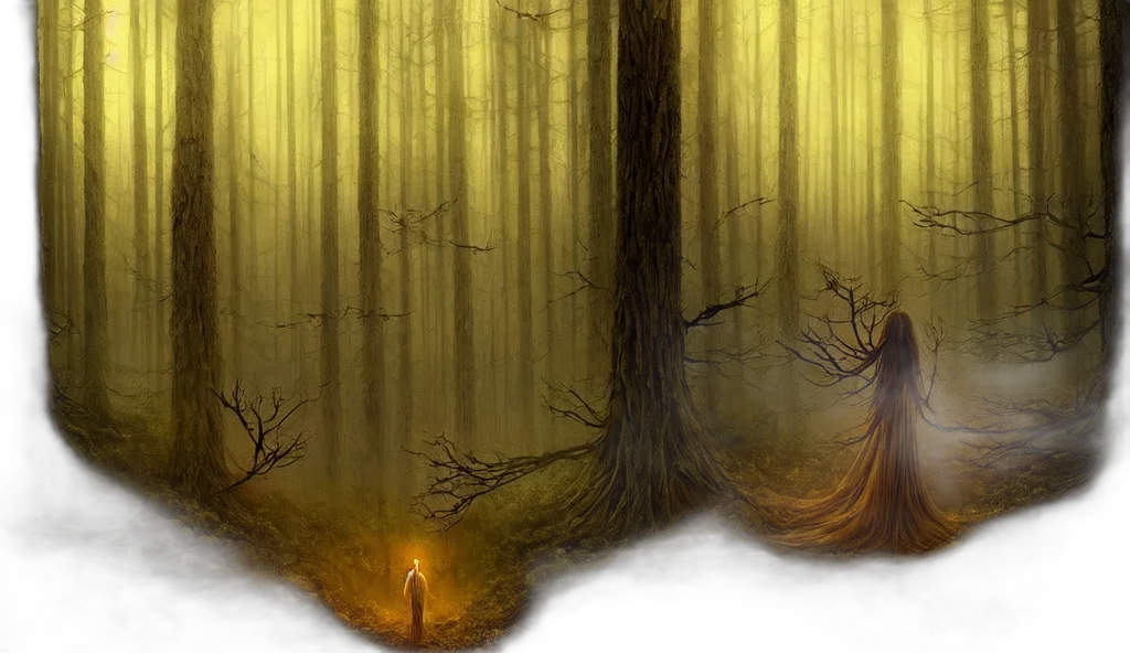 tree, concept art, fantasy art, photorealistic, 3d render, forest, fog, fire transparent PNG cut-out