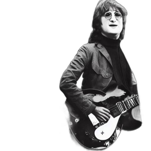 jacket, john, lennon, playing, red, gutair, stage, while transparent PNG cut-out