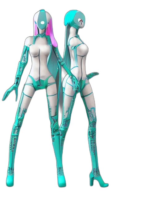 robot, concept art, 3d render, cyberpunk transparent PNG cut-out