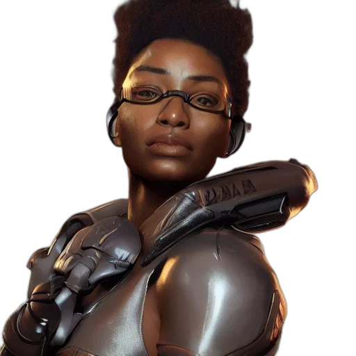 robot, weapon, face, staff, concept art, cyberpunk, 3d render, photorealistic transparent PNG cut-out