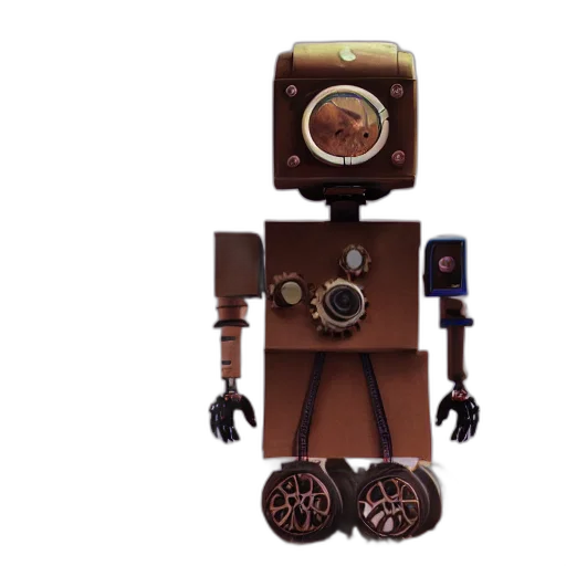 robot, staff, creature, mask, concept art, 3d render, pixel art, earth tones transparent PNG cut-out