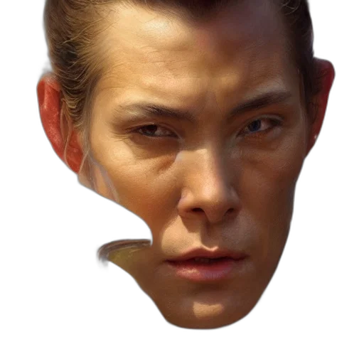 face, mask, creature, hair, photorealistic, 3d render, concept art, oil painting transparent PNG cut-out