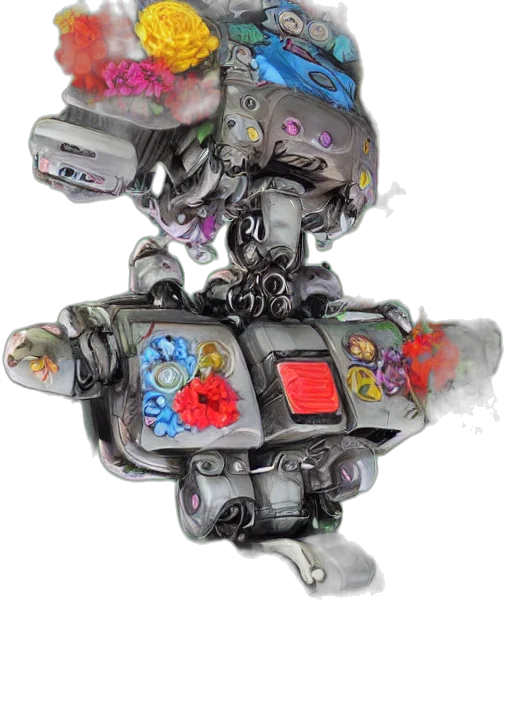 robot, weapon, concept art, 3d render, watercolor, cyberpunk, outer space, colourful transparent PNG cut-out
