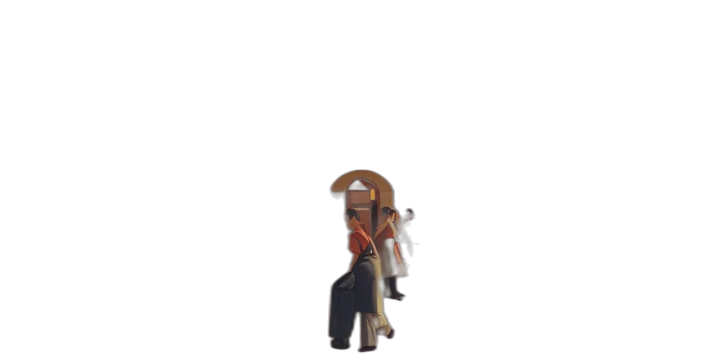 staff, umbrella, dress, robot transparent PNG cut-out