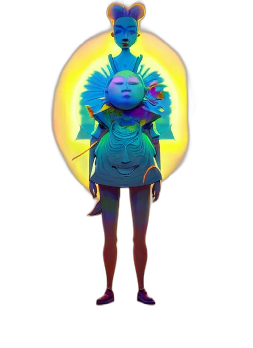 staff, creature, crown, dress, concept art, 3d render, fantasy art, pixel art transparent PNG cut-out