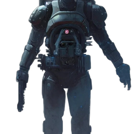 robot, jacket, creature, staff transparent PNG cut-out