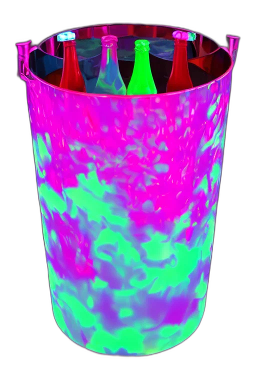 umbrella, bottle, crown, staff, 3d render, vaporwave, concept art, pixel art transparent PNG cut-out