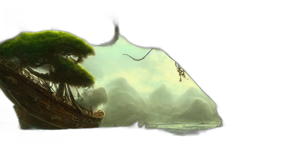 dragon, tree, creature, sword transparent PNG cut-out