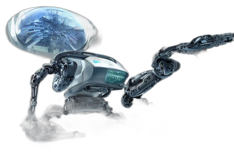 robot, concept art, 3d render, cyberpunk transparent PNG cut-out