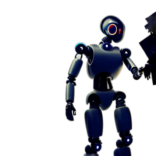 robot, 3d render, concept art, cyberpunk, two, subject, composition, man transparent PNG cut-out