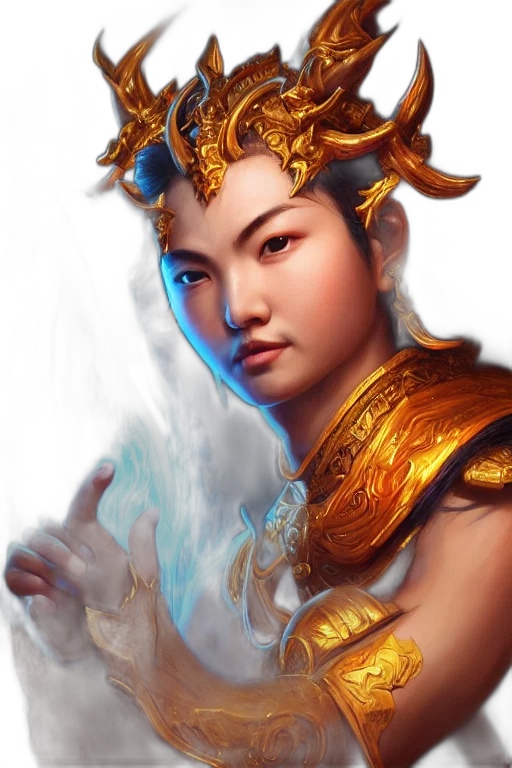 face, crown, jewelry, fantasy art, concept art, photorealistic, oil painting, golden transparent PNG cut-out