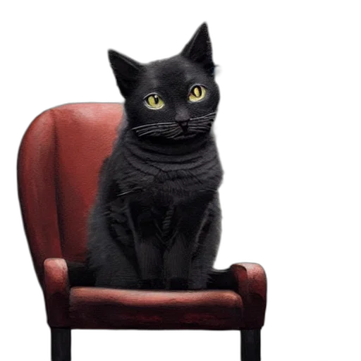 staff, animal, furniture, hat, photorealistic, 3d render, cat, sitting transparent PNG cut-out