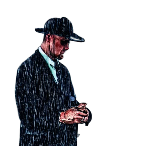 umbrella, hat, jacket, staff, comic book art, concept art, cartoon, watercolor transparent PNG cut-out