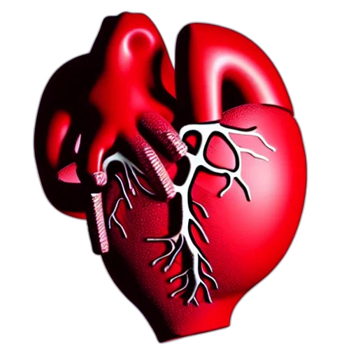 close, anatomical, model, human, heart, made, transparent, red transparent PNG cut-out