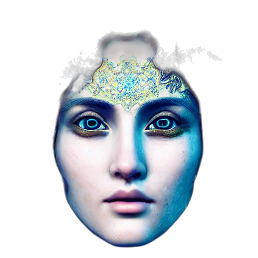 crown, mask, face, jewelry, photorealistic, 3d render, vaporwave, concept art transparent PNG cut-out