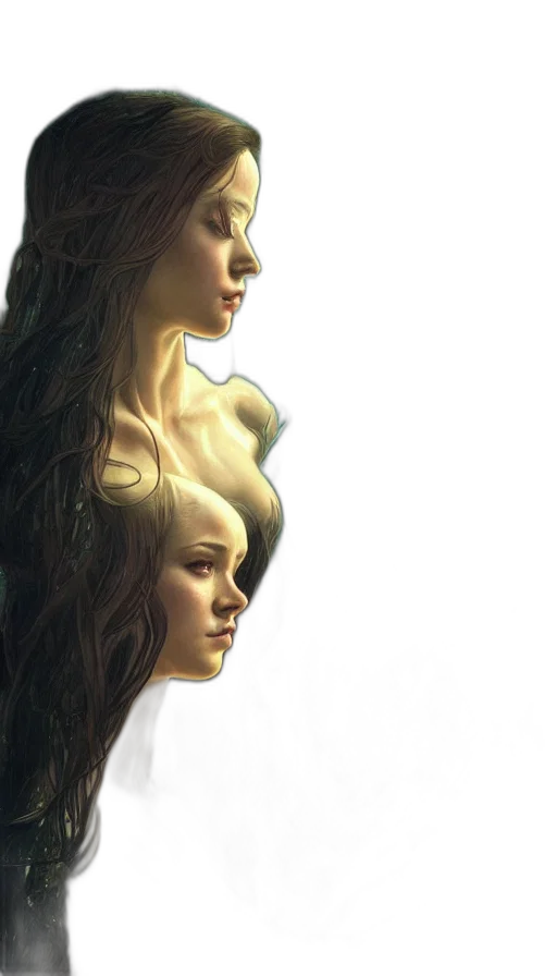 hair, face, dress, photorealistic transparent PNG cut-out