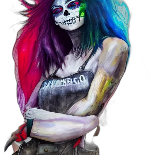 mask, jewelry, fantasy art, concept art, watercolor, cyberpunk, colorful, dark transparent PNG cut-out