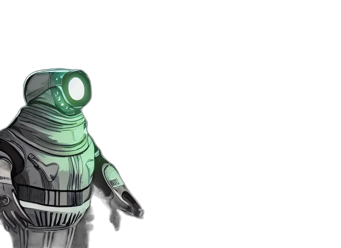 robot, creature, mask, staff transparent PNG cut-out