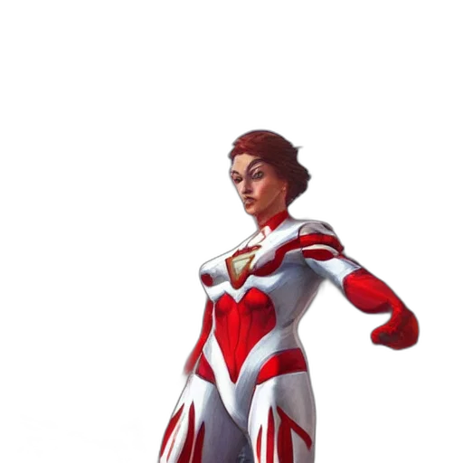 concept art, comic book art, 3d render, fantasy art, superhero, red, white, costume transparent PNG cut-out