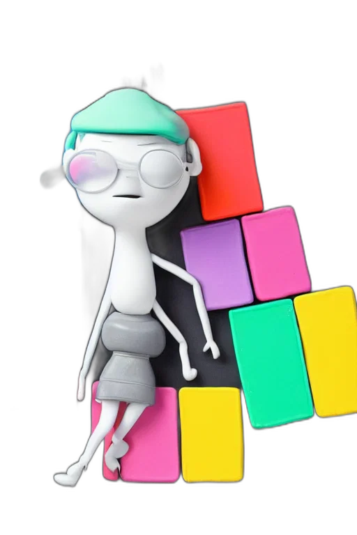 robot, staff, 3d render, concept art, vaporwave, cartoon, pastel, colorful transparent PNG cut-out