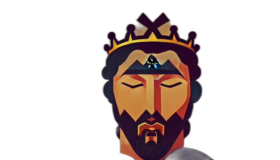 crown, pixel art, concept art, 3d render, cartoon, king, face, down transparent PNG cut-out