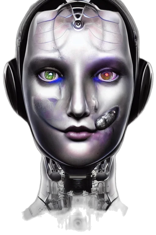robot, face, mask, cyberpunk transparent PNG cut-out