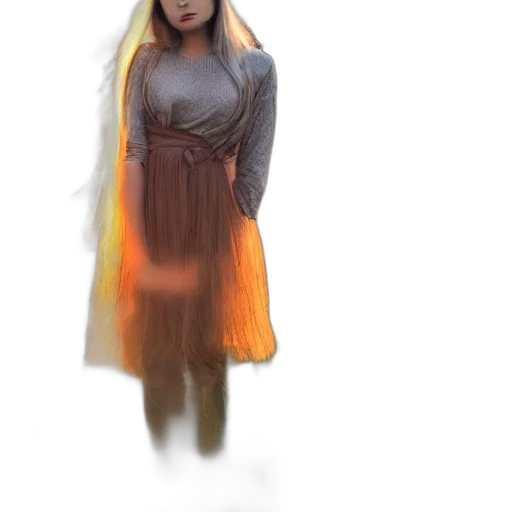 dress, creature, hair, staff, fantasy art, concept art, photorealistic, oil painting transparent PNG cut-out