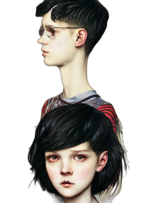 hair, face, mask, photorealistic transparent PNG cut-out