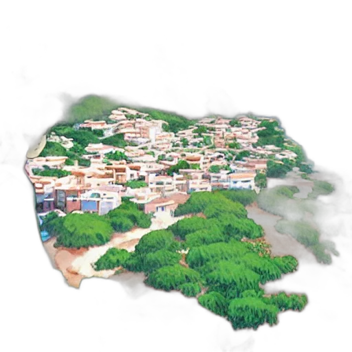 umbrella, tree, building, concept art transparent PNG cut-out