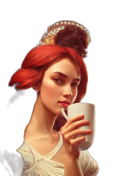 crown, face, dress, fantasy art, concept art, photorealistic, oil painting, red transparent PNG cut-out