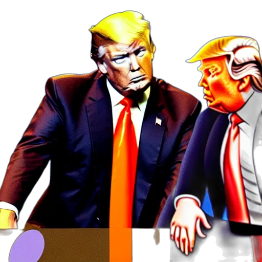 concept art, comic book art, 3d render, pixel art, donald, trump, orange transparent PNG cut-out