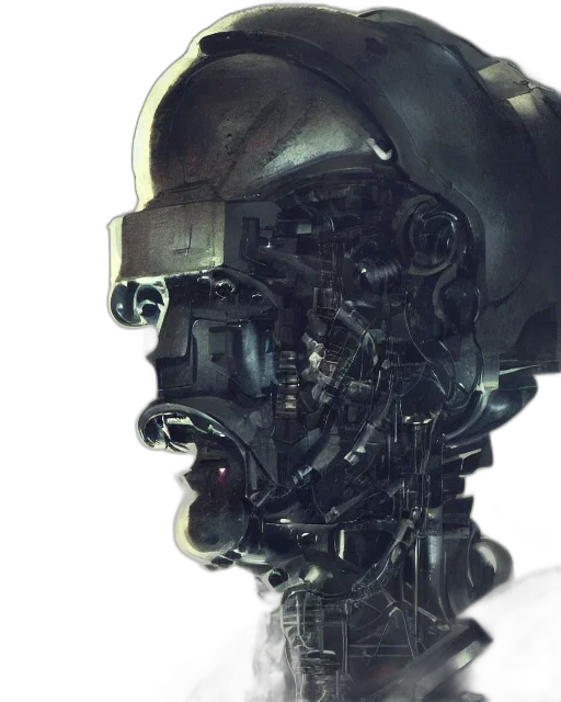 robot, mask, face, cyberpunk, concept art, comic book art, 3d render, half transparent PNG cut-out