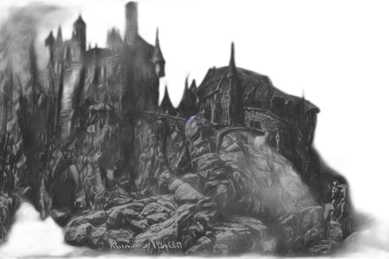 concept art, fantasy art, comic book art, pencil sketch, fog, underwater, forest, night transparent PNG cut-out