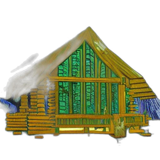 building, 3d render, concept art, pixel art, fantasy art, snow, fog, forest transparent PNG cut-out