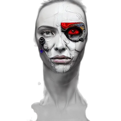 face, mask, robot, creature, concept art, photorealistic, cyberpunk, comic book art transparent PNG cut-out