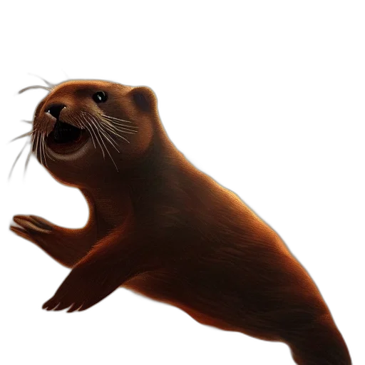 animal, creature, staff, 3d render, photorealistic, concept art, underwater, otter transparent PNG cut-out