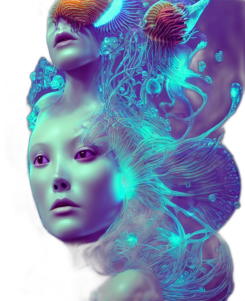 robot, creature, hair, face transparent PNG cut-out