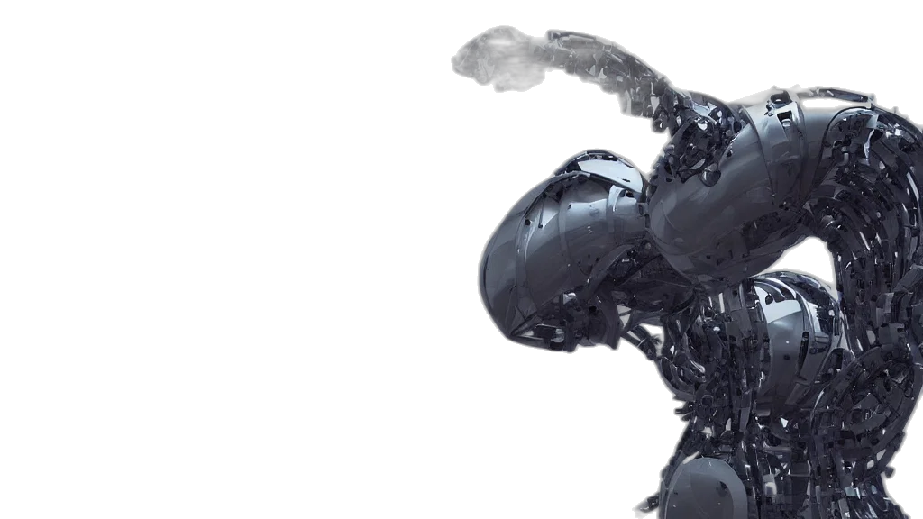 robot, mask, dragon, 3d render, concept art, photorealistic, outer space, robotic transparent PNG cut-out