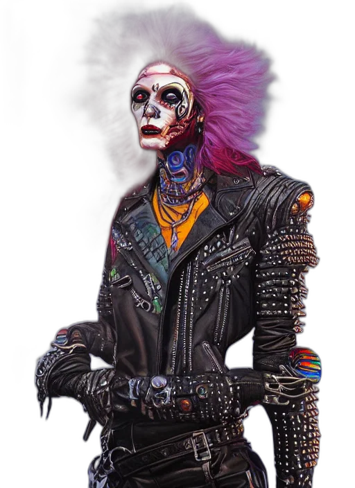 jacket, mask, cyberpunk, concept art, fantasy art, comic book art, dark, highly transparent PNG cut-out