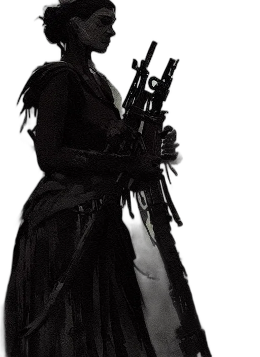 weapon, staff, dress, sword, concept art, comic book art, cyberpunk, 3d render transparent PNG cut-out