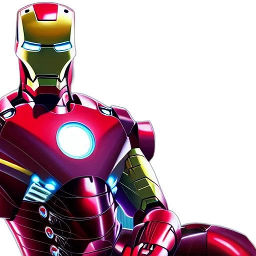 robot, 3d render, comic book art, concept art, iron, man, sit, chair transparent PNG cut-out