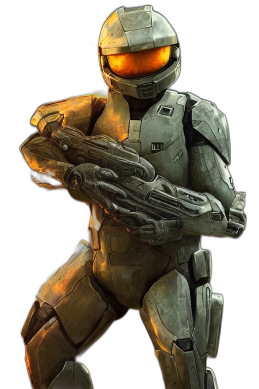 robot, weapon, concept art, pixel art, 3d render, fantasy art, earth tones, green transparent PNG cut-out