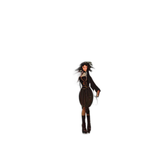 hair, dress, creature, staff transparent PNG cut-out