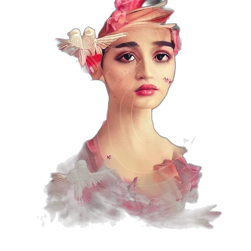 dress, face, crown, hat, watercolor, concept art, photorealistic, fantasy art transparent PNG cut-out