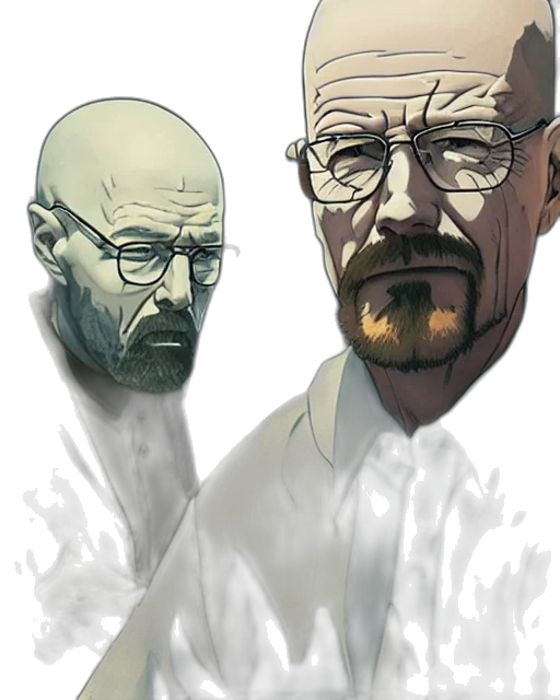 face, mask, comic book art, concept art, photorealistic, cartoon, walter, white transparent PNG cut-out