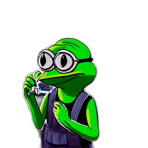 staff, jacket, animal, cartoon, pixel art, concept art, 3d render, green transparent PNG cut-out