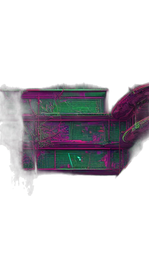 furniture, weapon, car, robot, vaporwave, cyberpunk, pixel art, concept art transparent PNG cut-out