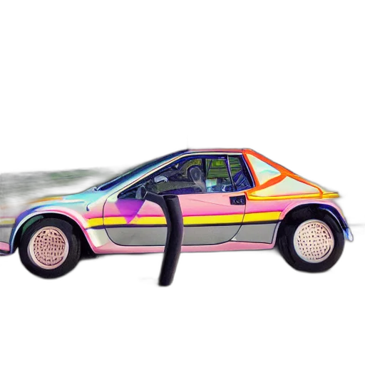 car, weapon, shoes, hair, vaporwave, 3d render, concept art, photorealistic transparent PNG cut-out